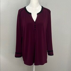 Karl Lagerfeld Contrast Trim Blouse Purple Size Large